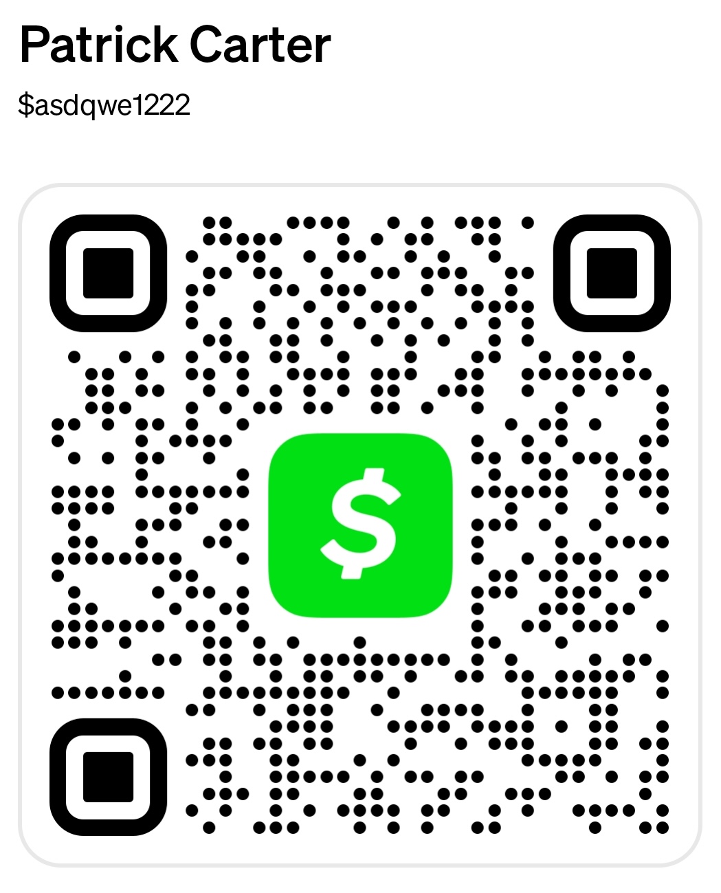Cash App QR Code for Patrick Carter